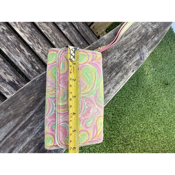 Lilly Pulitzer Floral It's a Keeper Mini Wristlet Clutch Pink Gold Trim S - Picture 5 of 12